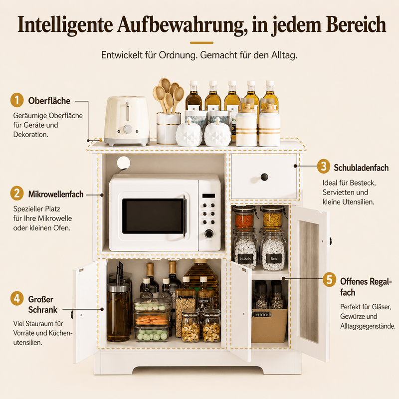 Yorbay Küchenschrank mit Schublade, 80 × 80 × 40 cm - YW009-D077 - 4 - Yorbay.de