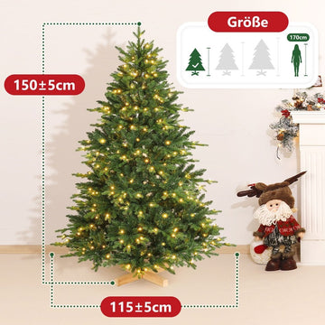 Künstlicher Weihnachtsbaum mit LED-Beleuchtung und Holzständer — Yorbay.de