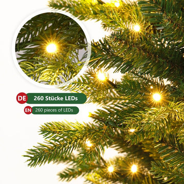 Künstlicher Weihnachtsbaum mit LED-Beleuchtung und Holzständer — Yorbay.de