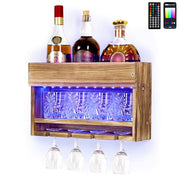 Yorbay Weinregal aus Holz mit Glashalter und LED - Beleuchtung - YB021 - D041 - 1 - Yorbay.de