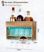 Yorbay Weinregal aus Holz mit Glashalter und LED - Beleuchtung - YB021 - D041 - 3 - Yorbay.de