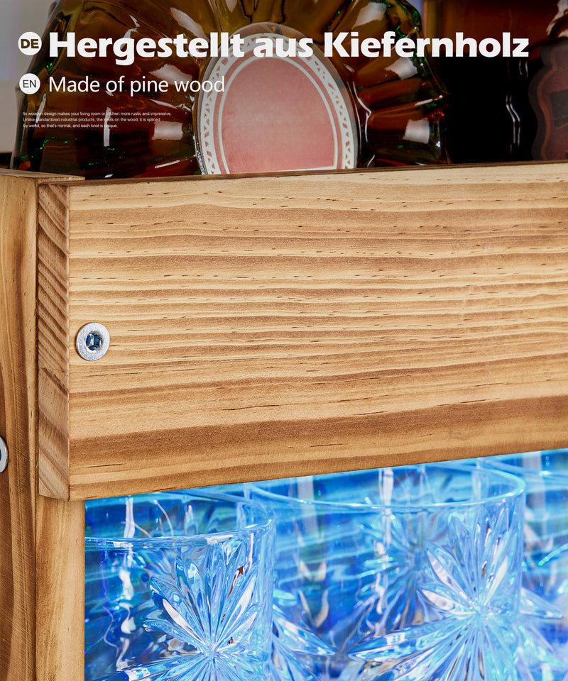 Yorbay Weinregal aus Holz mit Glashalter und LED - Beleuchtung - YB021 - D041 - 5 - Yorbay.de