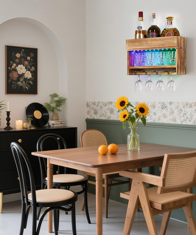 Yorbay Weinregal aus Holz mit Glashalter und LED - Beleuchtung - YB021 - D041 - 8 - Yorbay.de