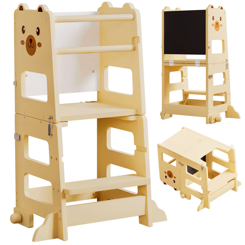 Yorbay 3 - in - 1 Montessori Kinder Lernturm in Bärenform - YB094-D050 - 1 - Yorbay.de