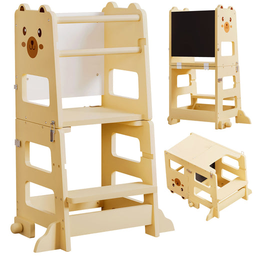 Yorbay 3 - in - 1 Montessori Kinder Lernturm in Bärenform - YB094-D050 - 1 - Yorbay.de