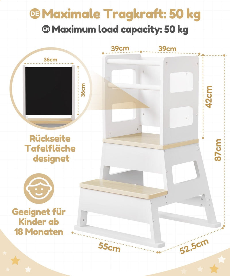 Yorbay Montessori Kinder Lernturm mit Tafel - YB091-D047 - 3 - Yorbay.de