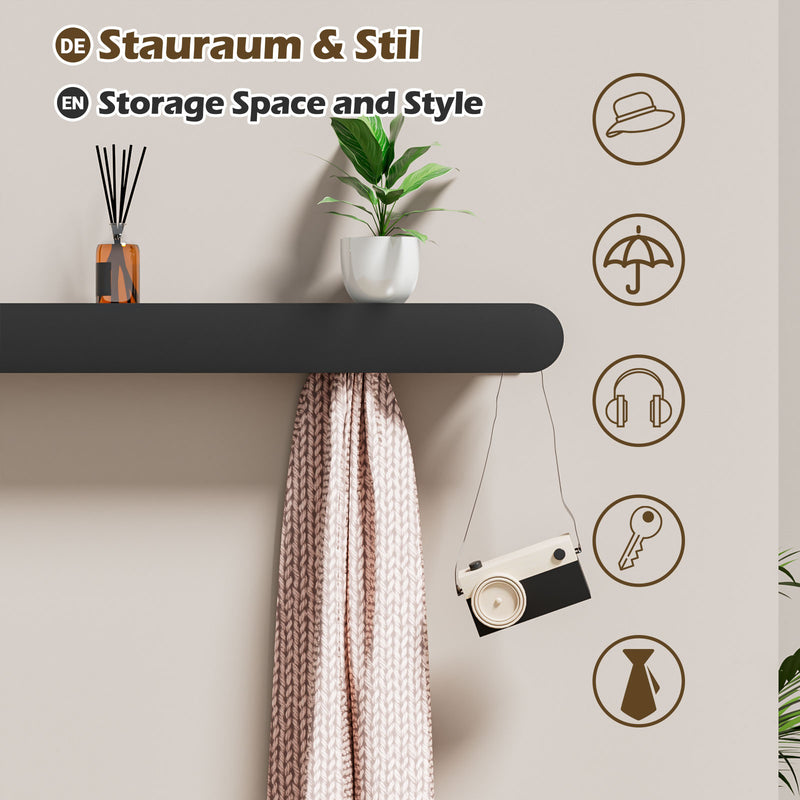 Yorbay Metall-Wandgarderobe mit Ablage und Haken, verschiedene Größen - YM001-N003 - 42 - Yorbay.de