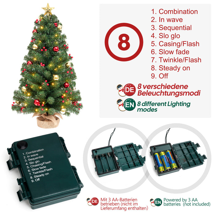 Yorbay Mini - LED - Weihnachtsbaum mit Beleuchtung und 8 Beleuchtungsmodi, 40 cm / 70 cm - O035 - 15 - Yorbay.de