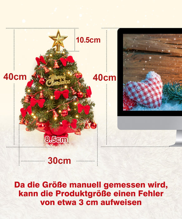 Yorbay 40 cm Mini-Weihnachtsbaum mit LED-Beleuchtung und Fernbedienung