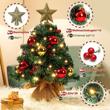 Mini-LED-Weihnachtsbaum mit Beleuchtung und 8 Beleuchtungsmodi, 40 cm / 70  cm  Yorbay.de