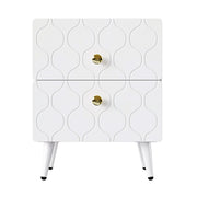 2er Set Nachttisch in Weiß, mit 2 Schubladen, 39,5 x 40 x 50 cm - YB-WF318100AAW - 1 - Yorbay.de