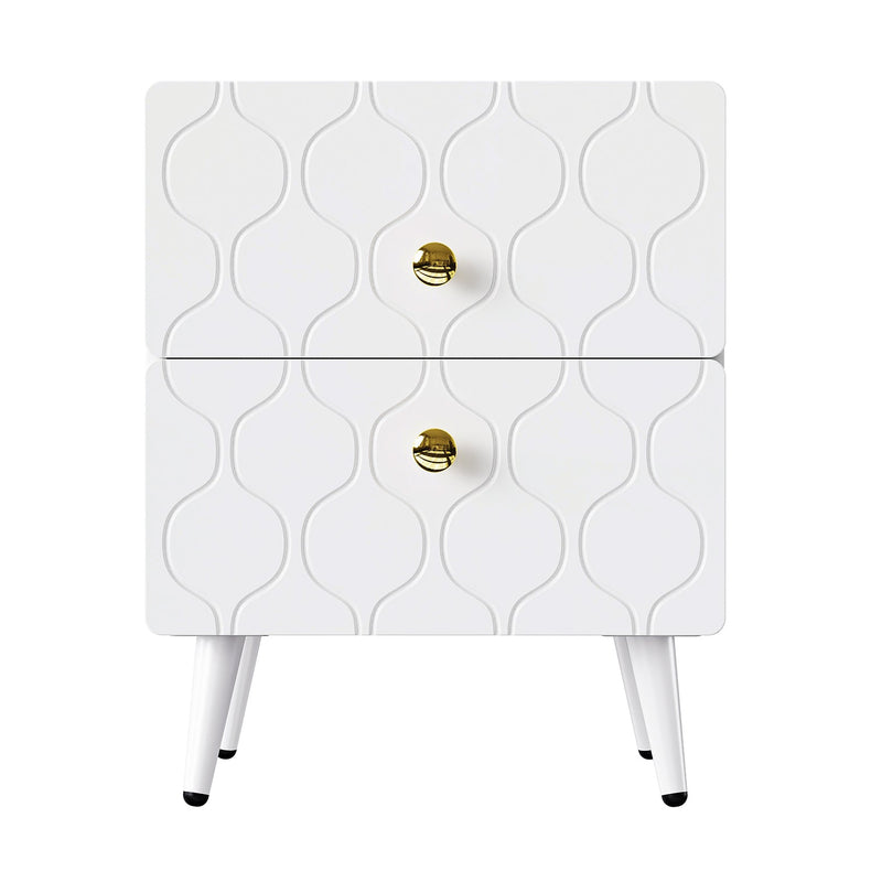 2er Set Nachttisch in Weiß, mit 2 Schubladen, 39,5 x 40 x 50 cm - YB-WF318100AAW - 1 - Yorbay.de