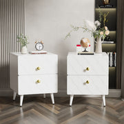 2er Set Nachttisch in Weiß, mit 2 Schubladen, 39,5 x 40 x 50 cm - YB - WF318100AAW - 2 - Yorbay.de