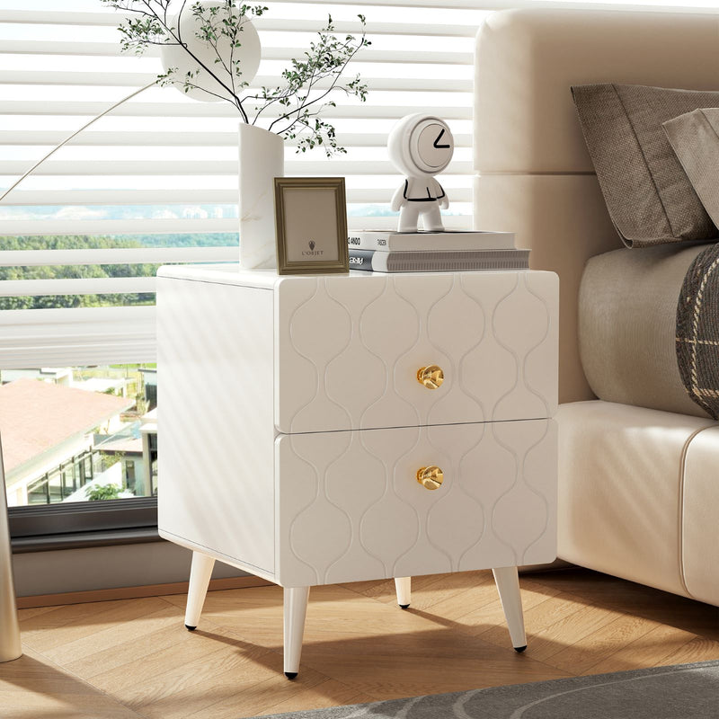 2er Set Nachttisch in Weiß, mit 2 Schubladen, 39,5 x 40 x 50 cm 2 - Yorbay.de