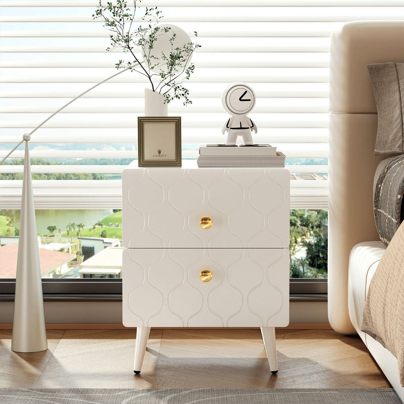 2er Set Nachttisch in Weiß, mit 2 Schubladen, 39,5 x 40 x 50 cm 3 - Yorbay.de