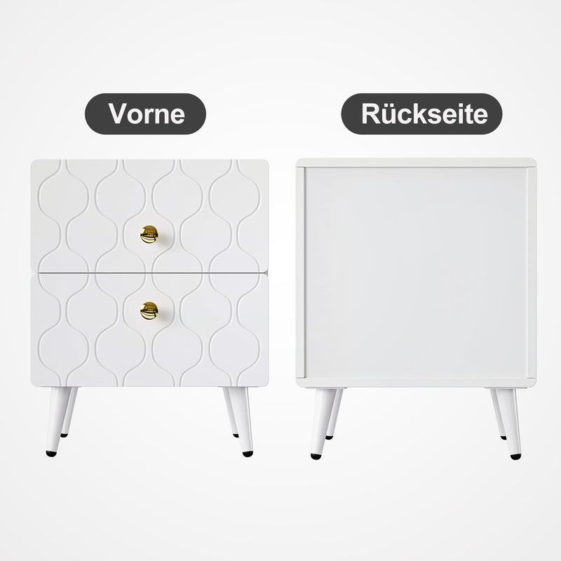 2er Set Nachttisch in Weiß, mit 2 Schubladen - YB - WF318100AAW - 7 - Yorbay.de