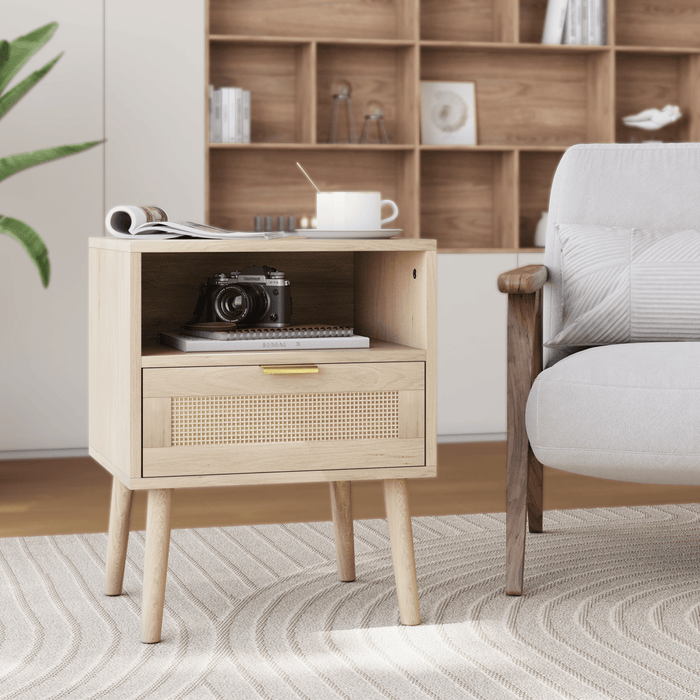 Nachttisch mit Schublade & offenem Regal, 45 x 40 x 55 cm - YB - W3180P272031 - 10 - Yorbay.de
