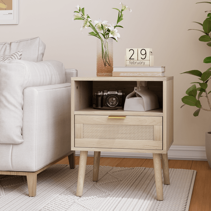 Nachttisch mit Schublade & offenem Regal, 45 x 40 x 55 cm - YB - W3180P272031 - 2 - Yorbay.de