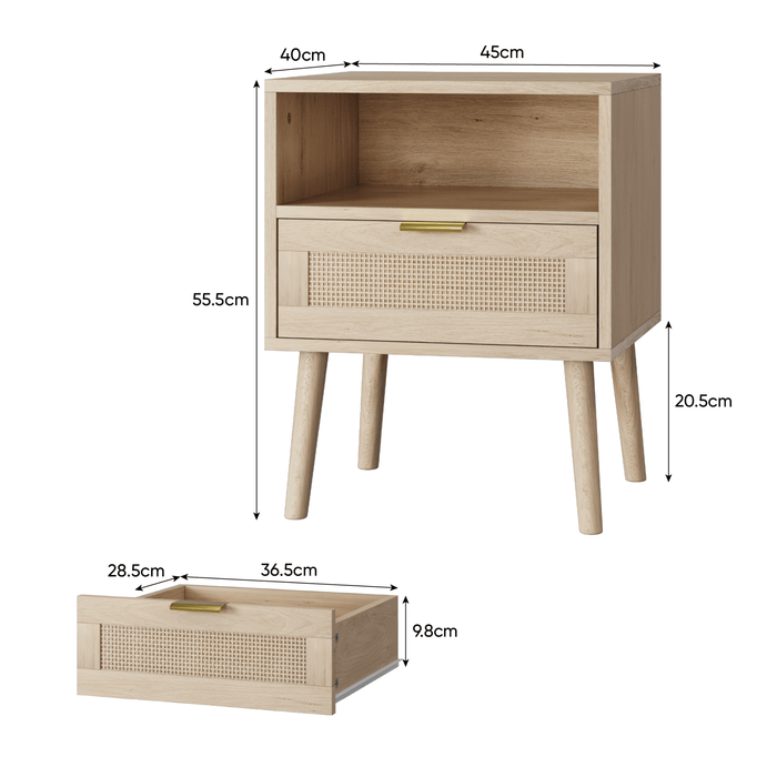 Nachttisch mit Schublade & offenem Regal, 45 x 40 x 55 cm - YB - W3180P272031 - 3 - Yorbay.de