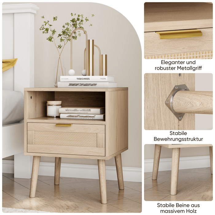 Nachttisch mit Schublade & offenem Regal, 45 x 40 x 55 cm - YB - W3180P272031 - 4 - Yorbay.de