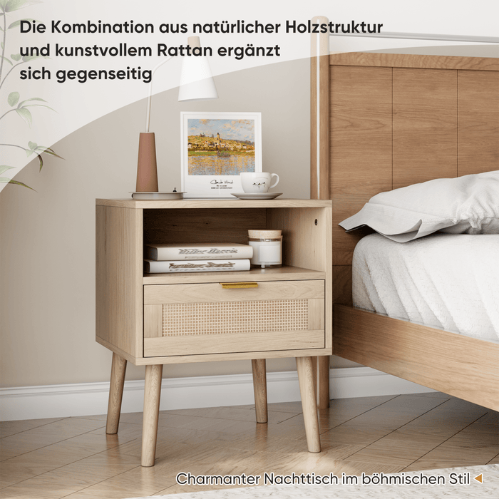 Nachttisch mit Schublade & offenem Regal, 45 x 40 x 55 cm - YB - W3180P272031 - 5 - Yorbay.de