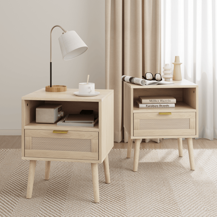 Nachttisch mit Schublade & offenem Regal, 45 x 40 x 55 cm - YB - W3180P272031 - 6 - Yorbay.de