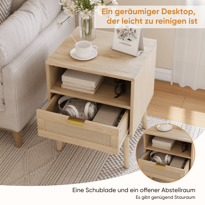 Nachttisch mit Schublade & offenem Regal, 45 x 40 x 55 cm - YB - W3180P272031 - 7 - Yorbay.de