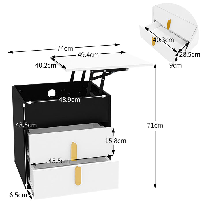 Nachttisch in schwarz und weiss auf rollen N634P185591A 03