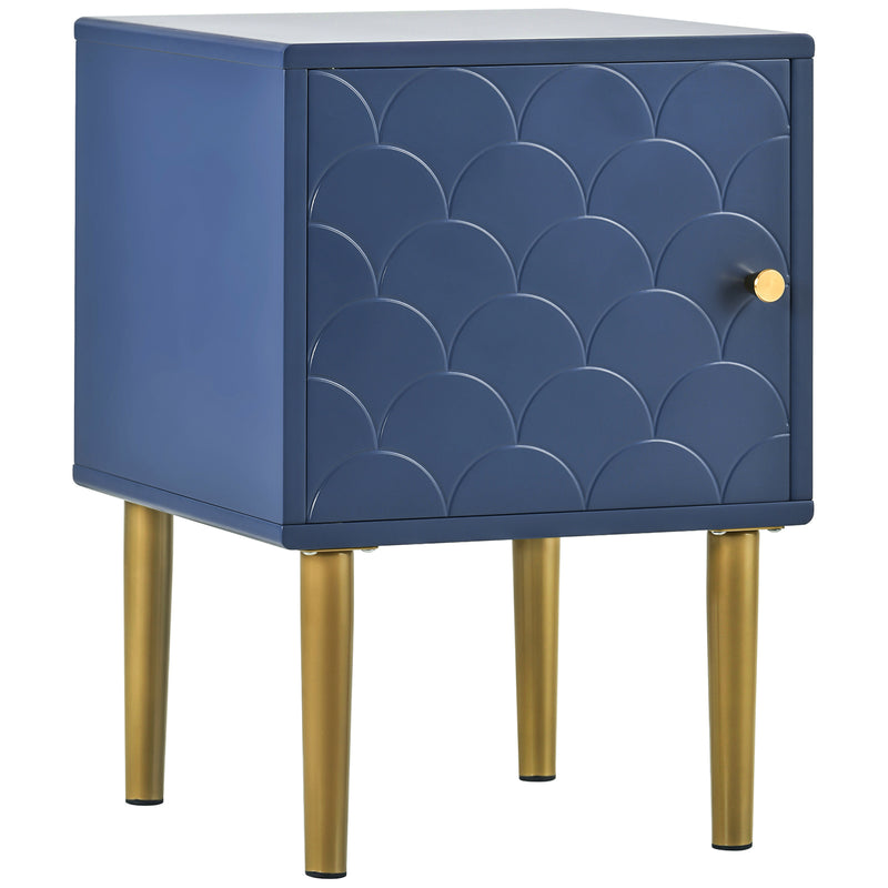 Nachttisch in Marineblau mit Fischschuppenmuster, 35 x 35 x 50 cm - YB-WF290543AAB - 2 - Yorbay.de