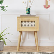 Nachttisch mit Rattan-Schublade und Griff, 38 x 38 x 58,8 cm - YB-N622P167083 - 2 - Yorbay.de