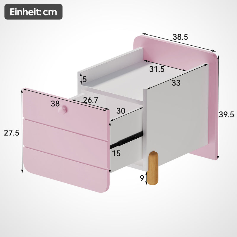 Nachttisch mit 1 Schubladen, 38,5 x 33 x 39,5 cm - YB - N623P195694H - 8 - Yorbay.de