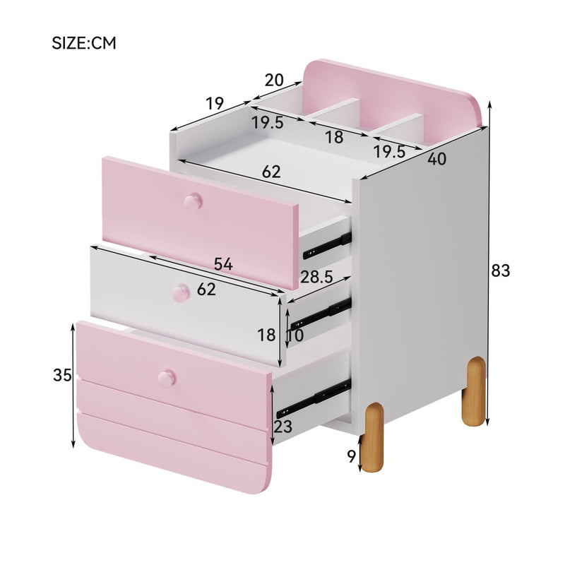 Nachttisch mit 3 Schubladen, 64 x 40 x 83 cm - YB - N623P195704H - 9 - Yorbay.de