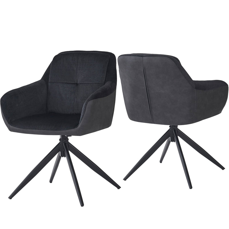 360 - Grad drehbarer Polsterstuhl mit Armlehnen, schwarz, 2er Set / 4er Set / 6er Set - YB - N620P212070E - 1 - Yorbay.de