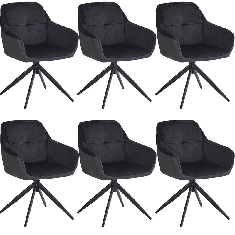 360 - Grad drehbarer Polsterstuhl mit Armlehnen, schwarz, 6er Set - YB - N620P212070E - 6 - 10 - Yorbay.de