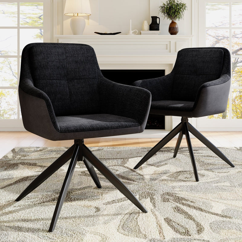 360 - Grad drehbarer Polsterstuhl mit Armlehnen, schwarz, 2er Set / 4er Set / 6er Set - YB - N620P212070E - 2 - Yorbay.de