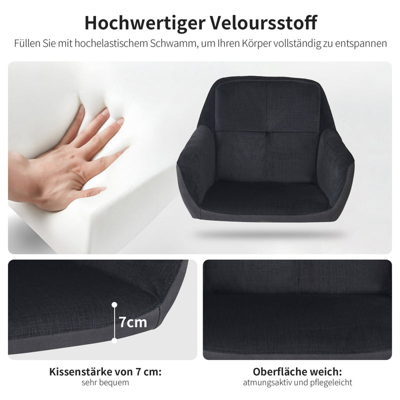 360 - Grad drehbarer Polsterstuhl mit Armlehnen, schwarz, 2er Set / 4er Set / 6er Set - YB - N620P212070E - 6 - Yorbay.de