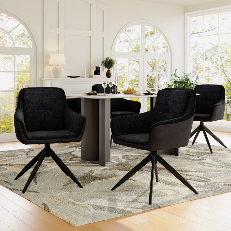 360 - Grad drehbarer Polsterstuhl mit Armlehnen, schwarz, 2er Set / 4er Set / 6er Set - YB - N620P212070E - 8 - Yorbay.de