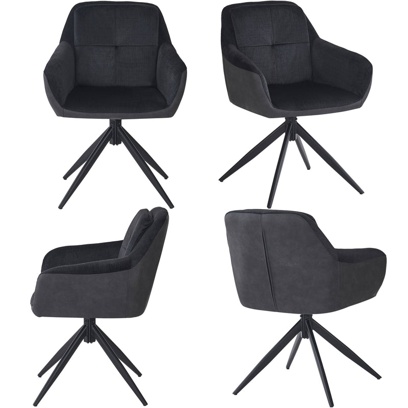 360 - Grad drehbarer Polsterstuhl mit Armlehnen, schwarz, 2er Set / 4er Set / 6er Set - YB - N620P212070E - 4 - 9 - Yorbay.de