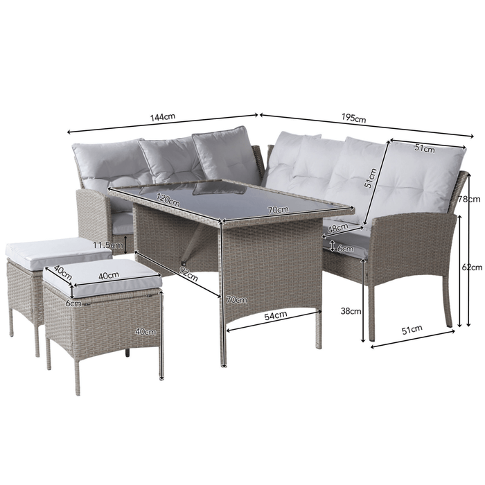 Rattan Gartenmöbel - Set für 7 Personen - YB - 31720678AAC - 2 - Yorbay.de