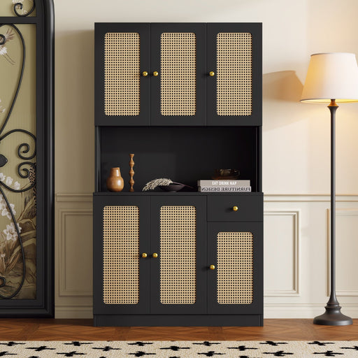 Rattan - Highboard mit 6 Türen und Schublade - YB - 323687689BAA - 2 - Yorbay.de