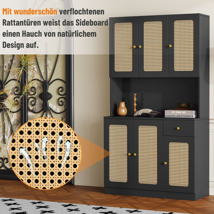 Rattan - Highboard mit 6 Türen und Schublade - YB - 323687689BAA - 4 - Yorbay.de