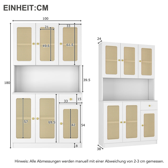 Rattan - Highboard mit 6 Türen und Schublade - YB - 323687688WAA - 14 - Yorbay.de