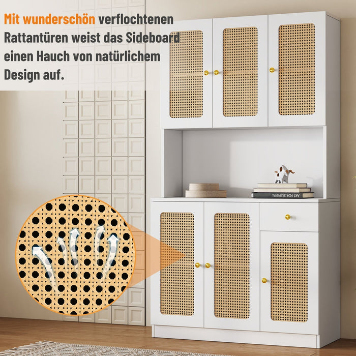 Rattan - Highboard mit 6 Türen und Schublade - YB - 323687688WAA - 15 - Yorbay.de