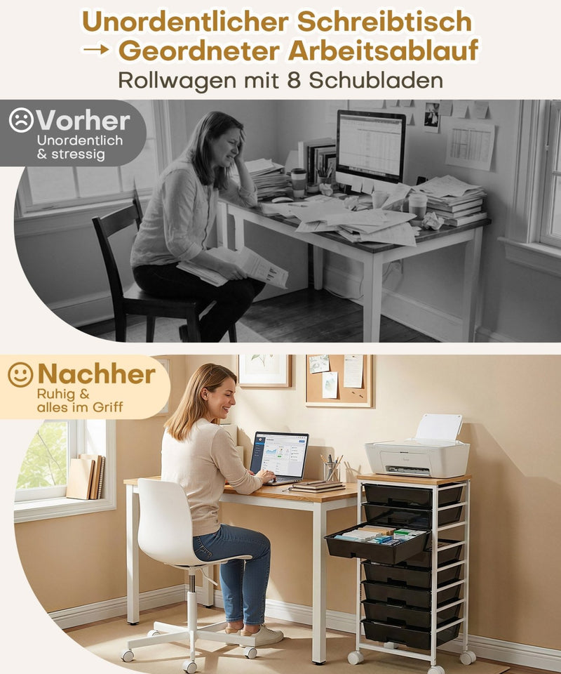Yorbay Rollwagen mit 8 Schubladen, 38,5 × 28,5 × 77 cm - YS024-T104 - 12 - Yorbay.de