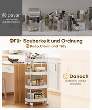 Yorbay schmaler 4 - stufiger Rollwagen mit Rollen für Nischen - YB140-T095A - 6 - Yorbay.de