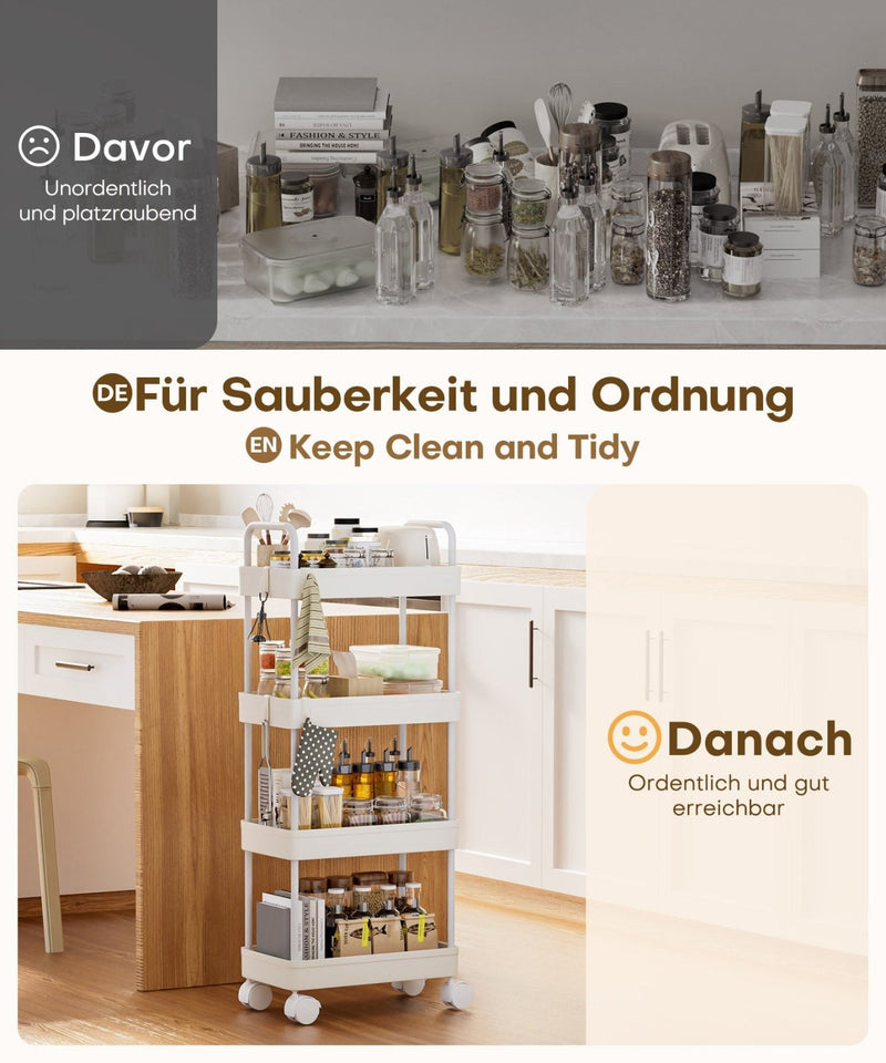 Yorbay schmaler 4 - stufiger Rollwagen mit Rollen für Nischen - YB140-T095A - 6 - Yorbay.de