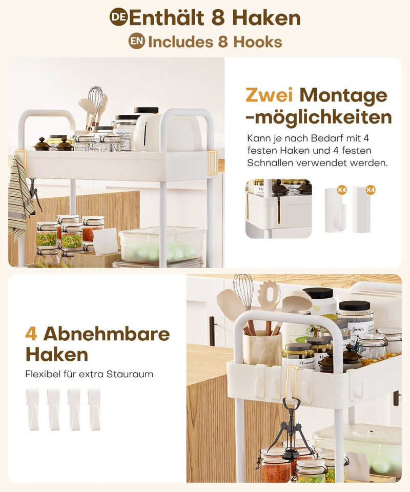 Yorbay schmaler 4 - stufiger Rollwagen mit Rollen für Nischen - YB140-T095A - 7 - Yorbay.de