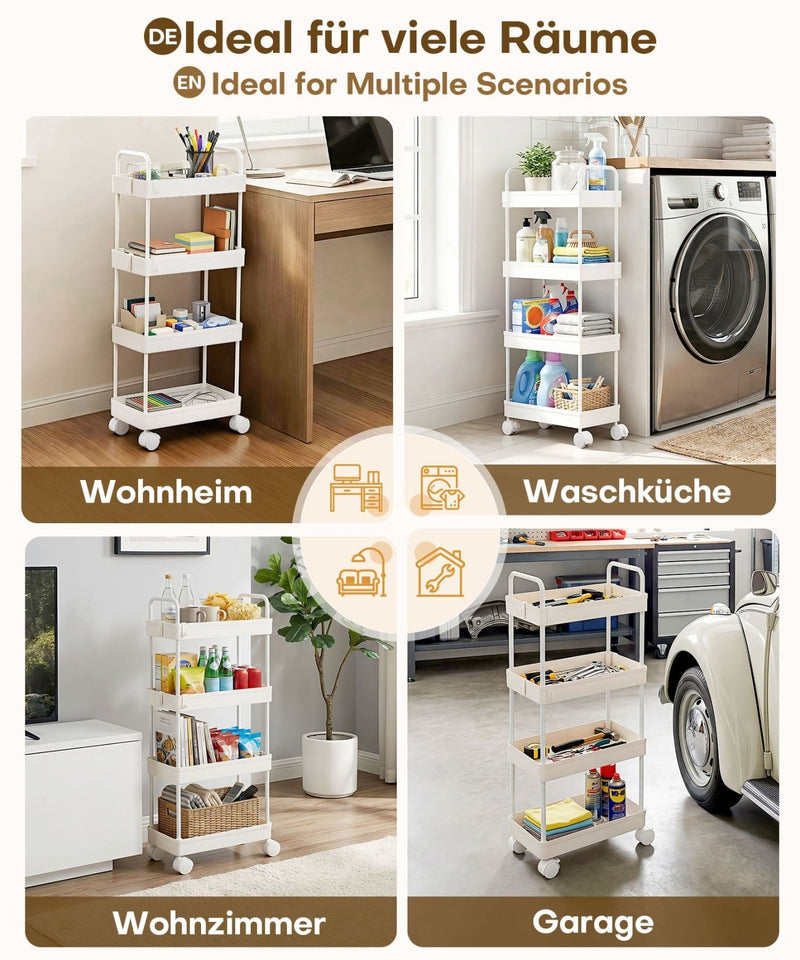 Yorbay schmaler 4 - stufiger Rollwagen mit Rollen für Nischen - YB140-T095A - 9 - Yorbay.de