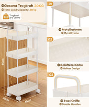 Yorbay schmaler 4 - stufiger Rollwagen mit Rollen für Nischen - YB140-T095A - 4 - Yorbay.de