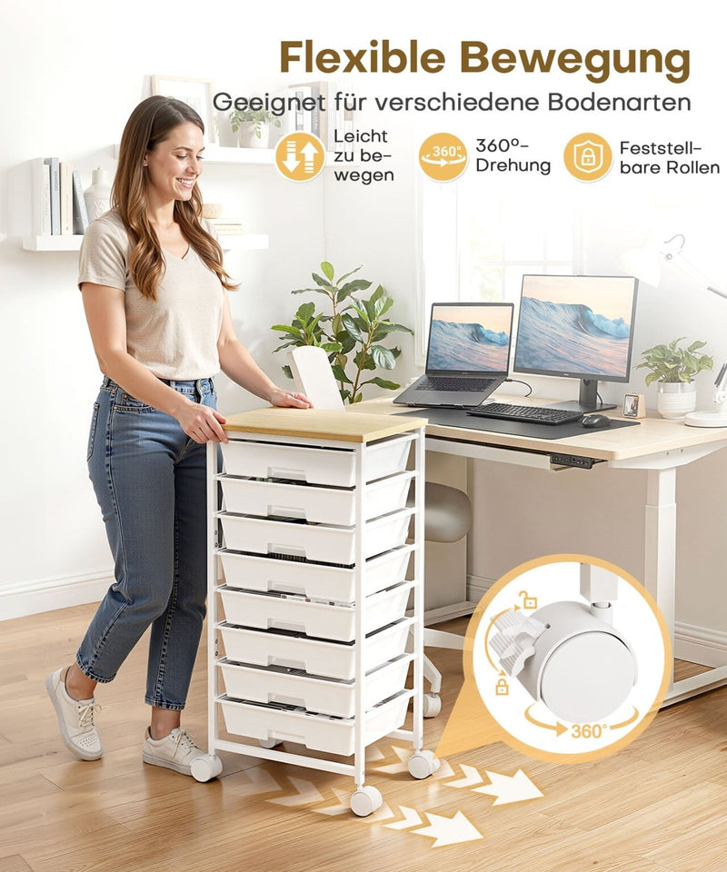 Yorbay Rollwagen mit 8 Schubladen, 38,5 × 28,5 × 77 cm - YS024-T103 - 5 - Yorbay.de
